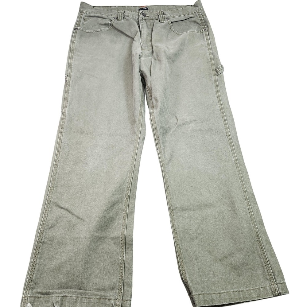 DieHard Jeans Mens 36x30 Green Canvas Relaxed Straight Leg Workwear Pants